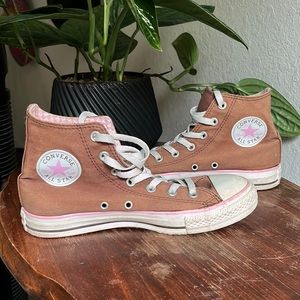High Top Converse Brown and Pink.